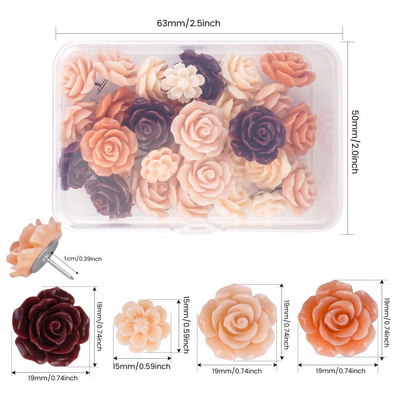 Temoyj Seven YJ.Push Pins 24 Pcs,Decorative ThumbTacks for CorkBoard,Feature Wall, Office Organization or Home - Image 2